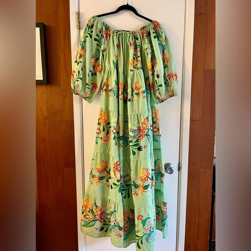 Farm Rio x Anthropologie Off-The-Shoulder Tiered Floral Midi Dress - Picture 2 of 6